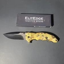 ElitEdge Drop Point Spring Assisted Knife 8.5" Open Camouflage