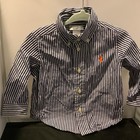 Polo Ralph Lauren Baby Boys Button Down Shirt 9M Long sleeve Navy White Stripes