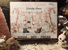 Mrs Claus Laundry Service, Pink Christmas Handcrafted Plaque /Sign