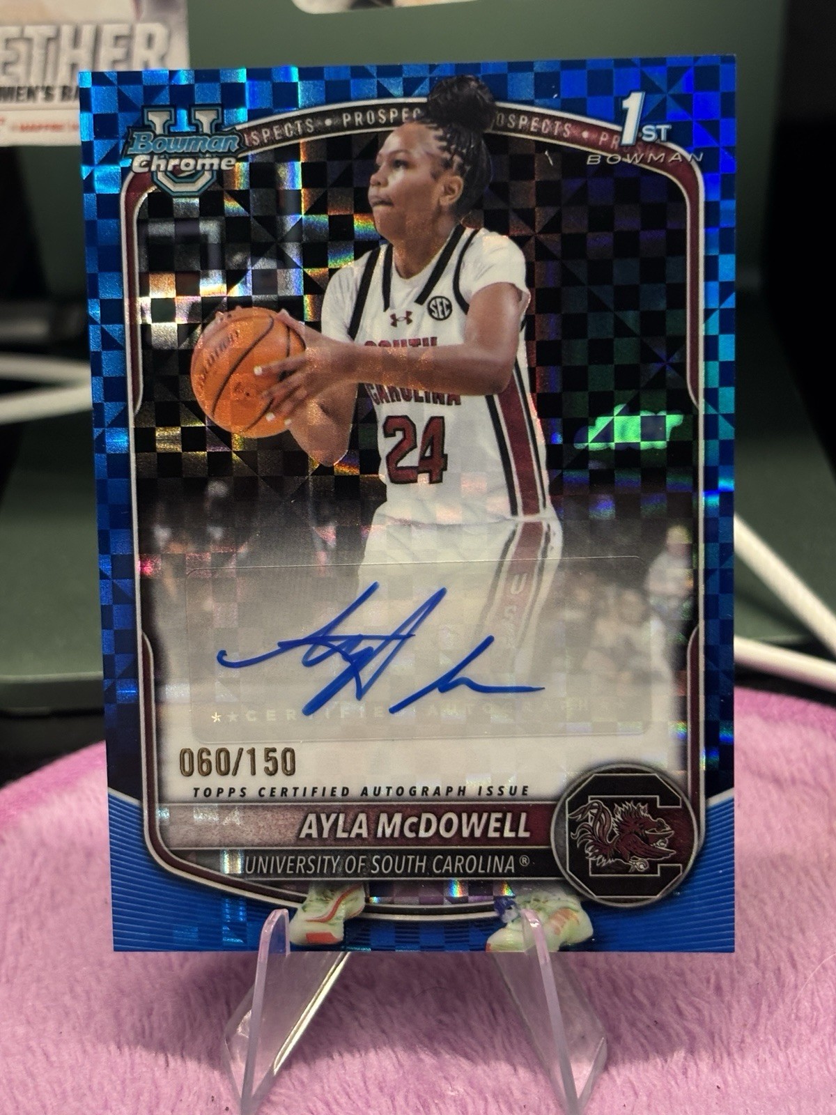 2025 Bowman Chrome Ayla McDowell Blue Checkerboard Auto /150 1st Bowman