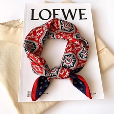 21" 100 Mulberry Silk Vintage Floral Silk Hair Scarf   Boho-Chic No-Slip Band