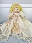 Vintage 1984 Cabbage Patch Soft Sculpture Doll Blonde Hair Eyelet Lace Dress