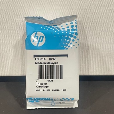 HP 63 Tri-color Ink Cartridge F6U61A Genuine Original Sealed Foil Pack