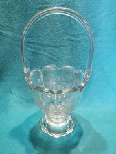 VINTAGE HEISEY SIGNED DEPRESSION GLASS 1930 SMOKE BASKET BOWL HANDLED HARDCOT 