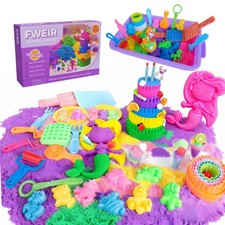 Sensory Bin for Boy Girl Kid Toy,50 Pieces Play Sand Kit with Sandbox, 3.5lbs...