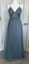 Azazie Formal Dress Dusty Blue Size 4 NEW