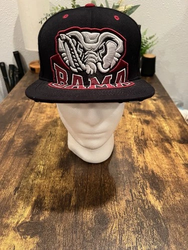 VINTAGE Alabama Crimson Tide Hat Cap Snap Back Black Logo College Football Mens