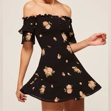 Reformation Diana Dress Women 4P Off-the-shoulder Aphrodite Rose Floral Print