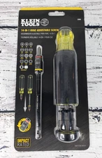 Klein Tools 32304 Screwdriver, 14-in-1 Adjustable Screwdriver with Flip Socket