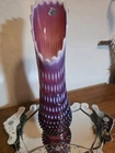 VTG Large 15" FENTON PLUM HOBNAIL OPALESCENT ART GLASS FLOWER SWUNG VASE !!!