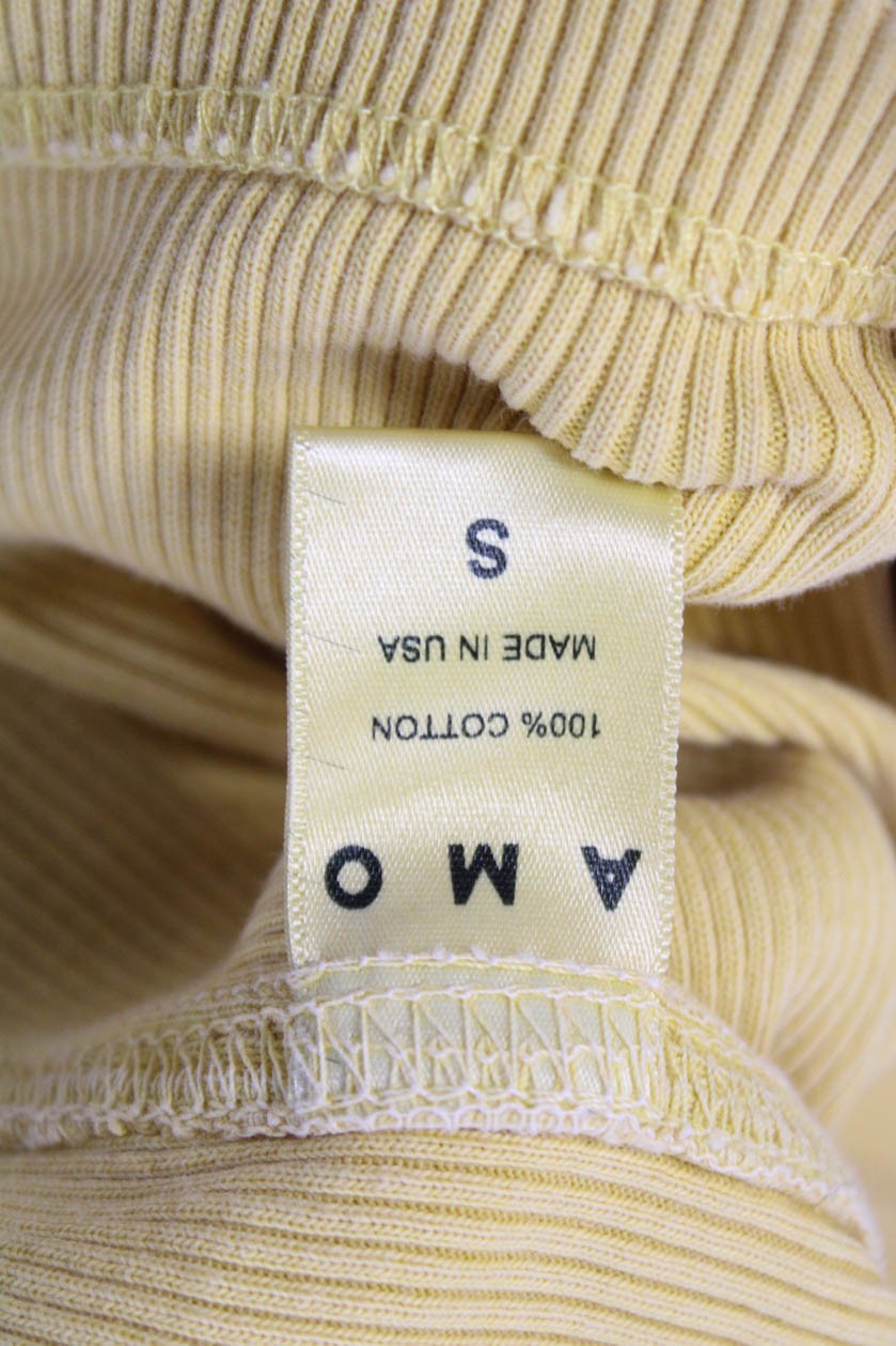 Amo Women Basic Sleeveless Solid Yellow Cotton Ro… - image 4