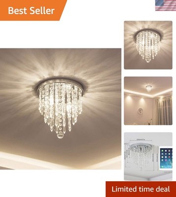 Mini Chandelier, Crystal Chandelier Lighting, 2 Lights, Flush Mount Ceiling L...