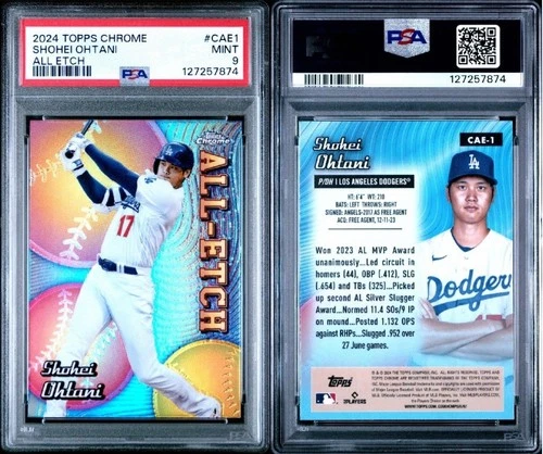 Shohei Ohtani 2024 Topps Chrome All Etch Insert Card #CAE-1 Dodgers MINT PSA 9