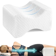 "Memory Foam Leg Pillow for Side Sleepers – Knee Support Pillow with Adjustable"