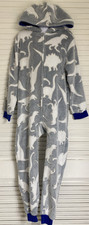 PJ PLACE Dinosaur Print Soft Fleece 1 Pc Hooded Lounge Pajamas, Medium 7/8