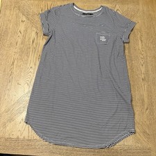 Lauren Ralph Lauren Medium Navy White Stripe Knit T Shirt Dress RL Logo Pocket
