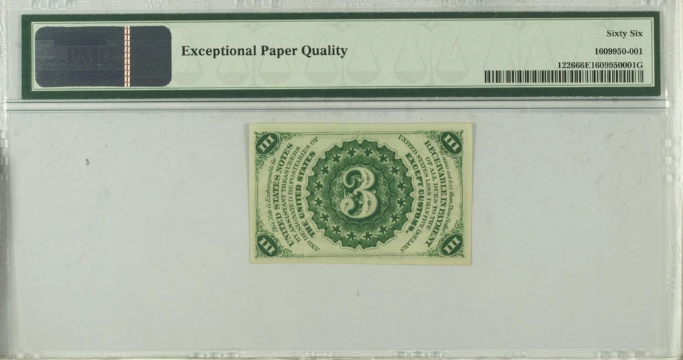 FR 1226 - 3c THIRD ISSUE - LIGHT BACKGROUND - PMG 66 EPQ - GEM - FREE SHIPPING - Image 2 of 4