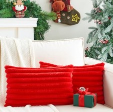 Pack of 2 Christmas Pillow Covers 12x20 Inch 20" x 12" Pack of 2 Red