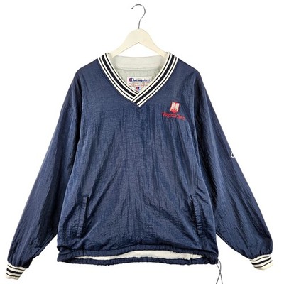 Vintage 90s Champion Windbreaker Jacke Pullover Herren V-Ausschnitt Virginia Tech Blau L