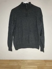 NWT Christian Lacroix 1/4 Zip Sweater 100% Merino Wool Mens XL Gray Long Sleeve!