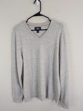Lands End Sweater Men's Large 42-44 Gray 100 Cashmere Pullover Long Sleeve