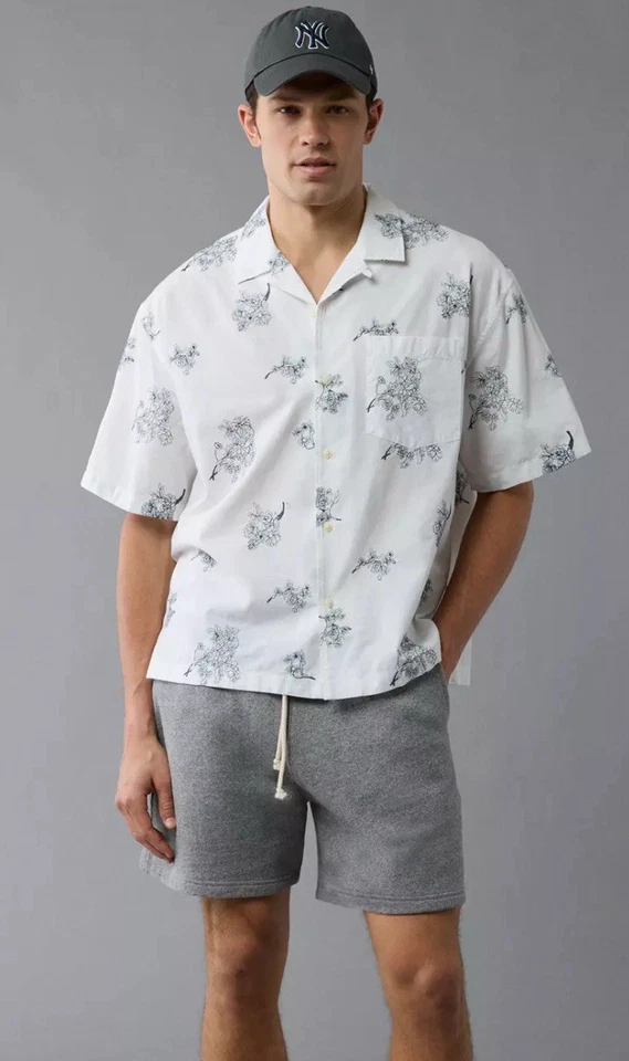 AE Poolside Linen Blend Floral Button Up Shirt Mens Size XS Summer - Image 4 of 4