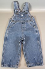 Vtg Baby Guess Pink Label Denim Overalls 18M Toddler Snap Crotch USA