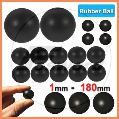 Black Solid Rubber Ball Bouncing Bouncy Training Balls Diameter Ø1mm to Ø180mm