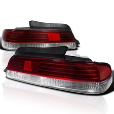 SPEC-D TUNING Red Clear Lens Tail Lights Compatible with 1997-2001 Honda Prel...