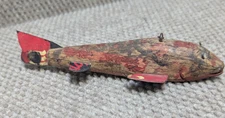 Early Painted Wood Weighted Spearing Decoy Ice Fishing Lure 7"