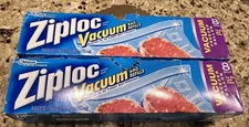 Lot Of (2) ZIPLOC VACUUM SEALER BAG REFILLS GALLON FREEZER 8 BAGS 14 Bags Total