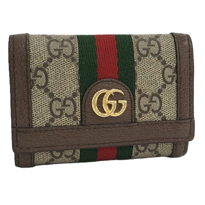 Gucci Portefeuille Triple GG Supreme Ophidia Shelly Double G Petit Compact 644334 483