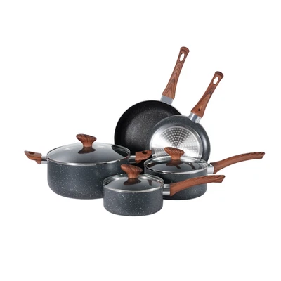 8 PCS Kitchen Cookware Set Non-Stick Granite Pots and Sauce Pans Set Induction