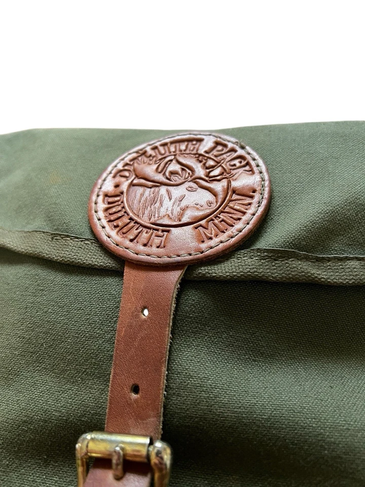 Bolso Bandolera Vintage Duluth Verde Lona y Cuero Paquete EE. UU. 15Wx12T Foto 2 de 4