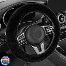 LACDL Fuzzy Winter Steering Wheel Covers for Women, Warm Cute Fluffy Car Whee