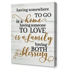 Family Home Blessing Wall Art Decor,Having Somewhere to go is a Home Canvas F...