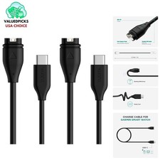 USB-C Charging/Data Cable 1M, 2-Pack for Garmin Watches - Fast Charge Ready