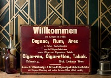 Alkohol Feldpost Pakete Soldaten Werbung 1. Weltkrieg Schild Alu Druck