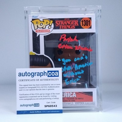 Funko Pop Autogramm signed Stranger Things Erica Priah Ferguson zitiert ACOA 1301