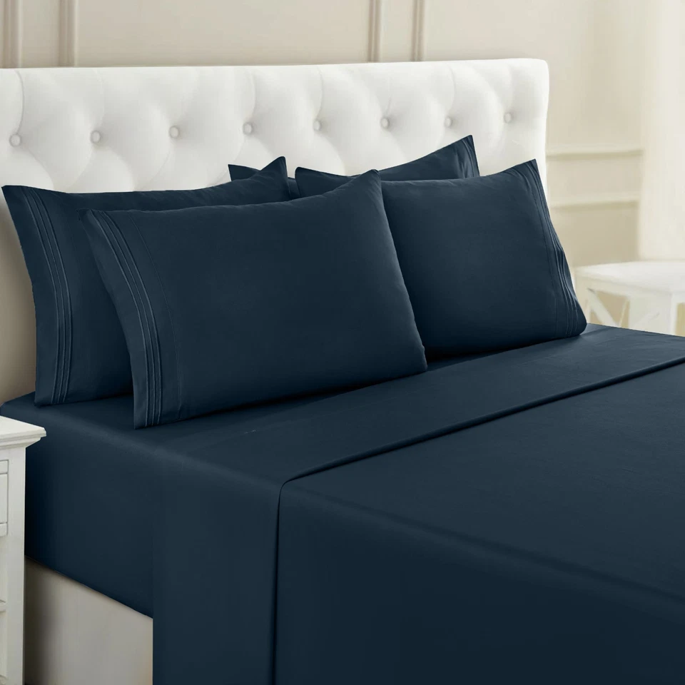 1800 Series 6-Piece Bed Sheet Set Soft Deep Pocket Twin King Queen Full Sheets