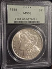1888 P PCGS MS63 Silver Morgan Old Label