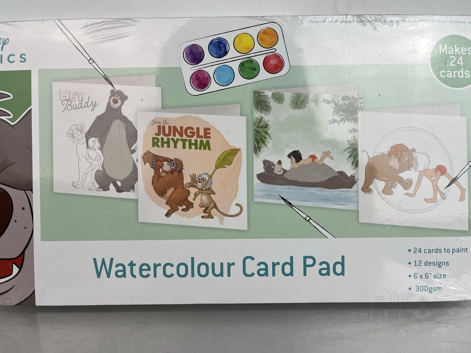 Almofada de cartão aquarela Disney Classics THE JUNGLE BOOK 24 kit de saudação autopintura - Imagem 4 de 4