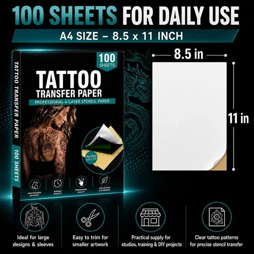 Clennaner Tattoo Transfer Paper, 8.5x11 Thermal Stencil image 5