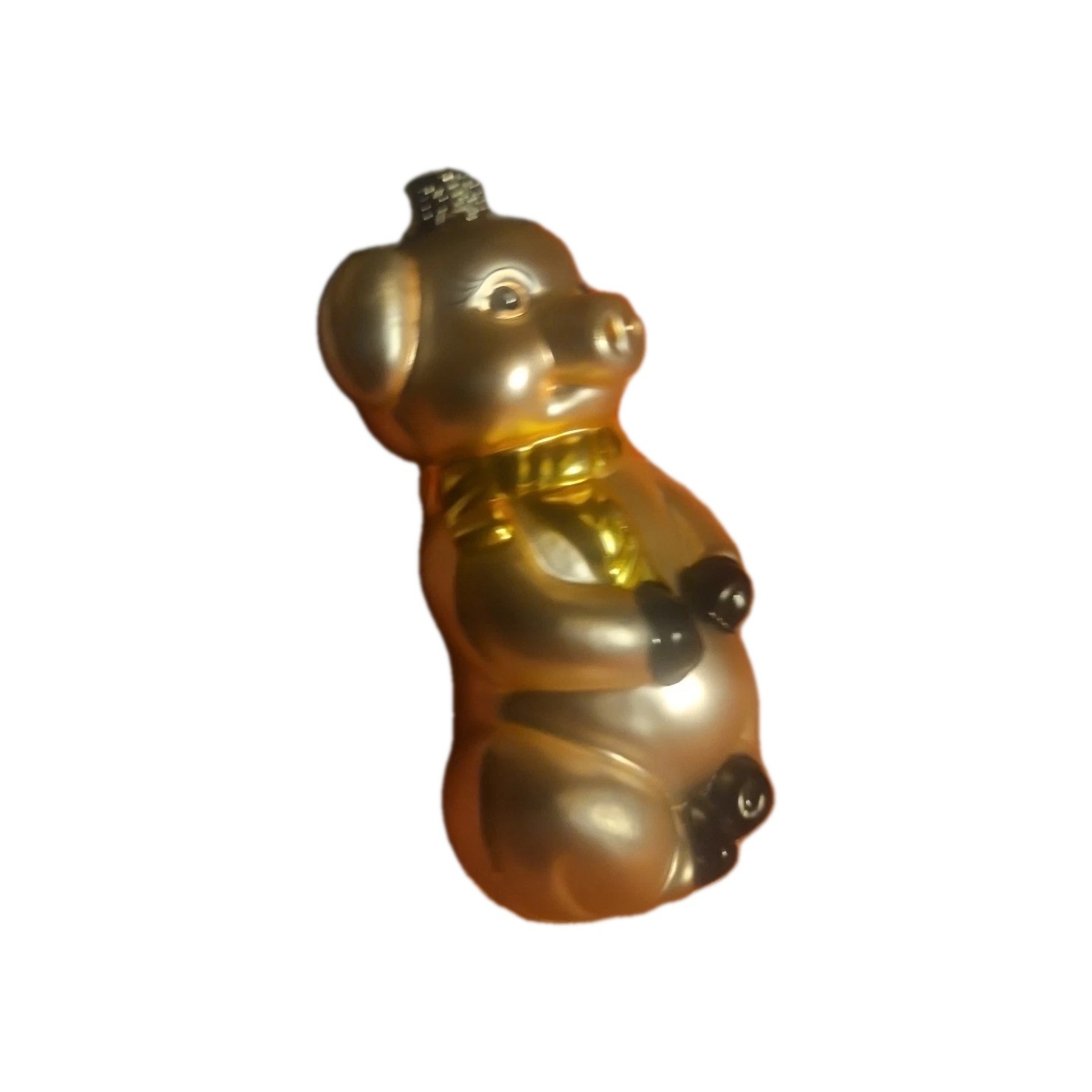 Vintage  Glass Pig Christmas Ornament,gold And Pink