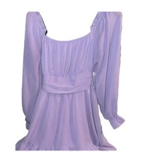 Unbranded womens M purple babydoll mini dress square neck tie back ruffle