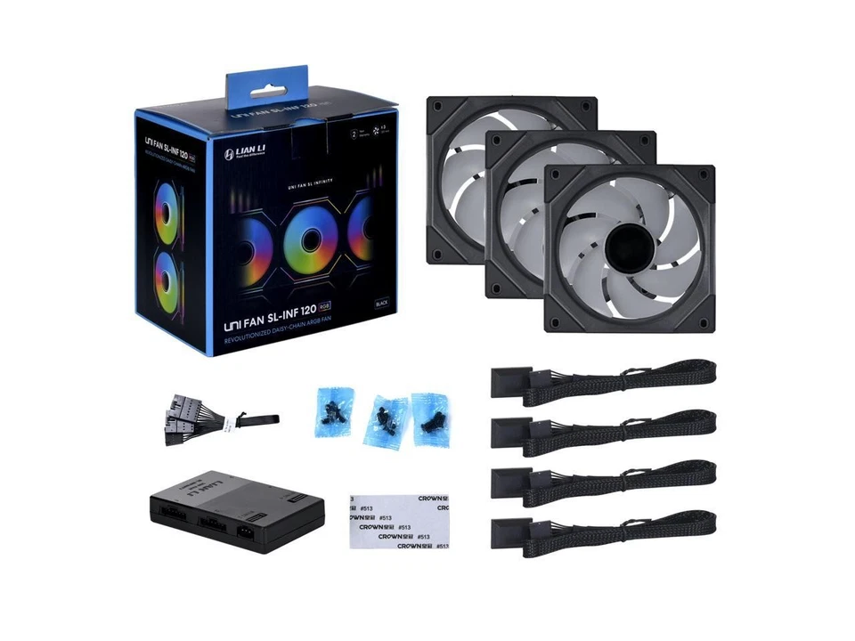 LIAN LI UNI FAN SL INFINITY 120 RGB BLACK 3 PCS PACK ---UF-SLIN120-3B ( L - Image 2 of 4