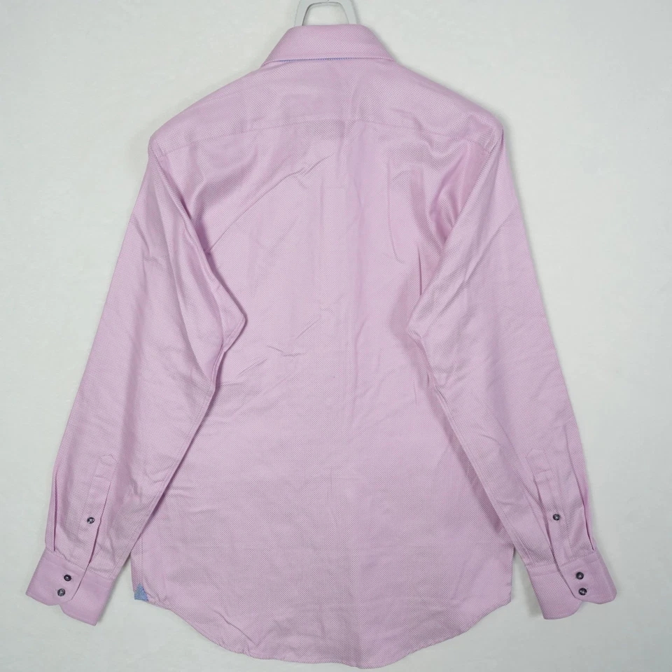 Robert Graham Men's Dress Shirt Pink Herringbone Paisley Button Down Size 16 M/L - Image 3 of 4