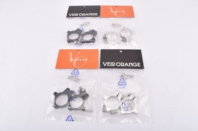 VeloOrange Hinged Water Bottle Cage Clamps in 28.6 or 31.8, Silver, Black