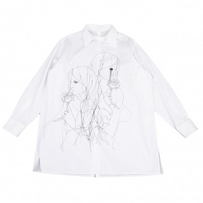 Yohji Yamamoto POUR HOMME Suzume Uchida Embroidery Shirt Size 3(K