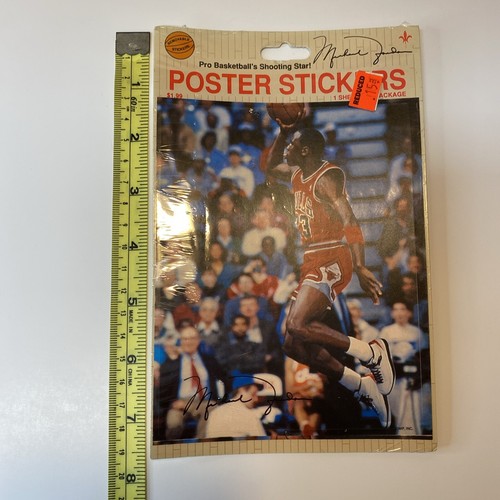 Michael Jordan Bulls Poster Sticker Jump Inc Gibson Greetings New Sealed 1988? - Picture 3 of 3